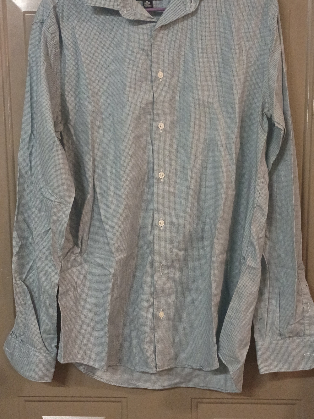 Kenneth Cole Men's Light Blue Micro-Check Dress Shirt